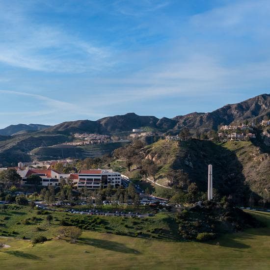 Aerial view of Pepperdine University campus in Malibu