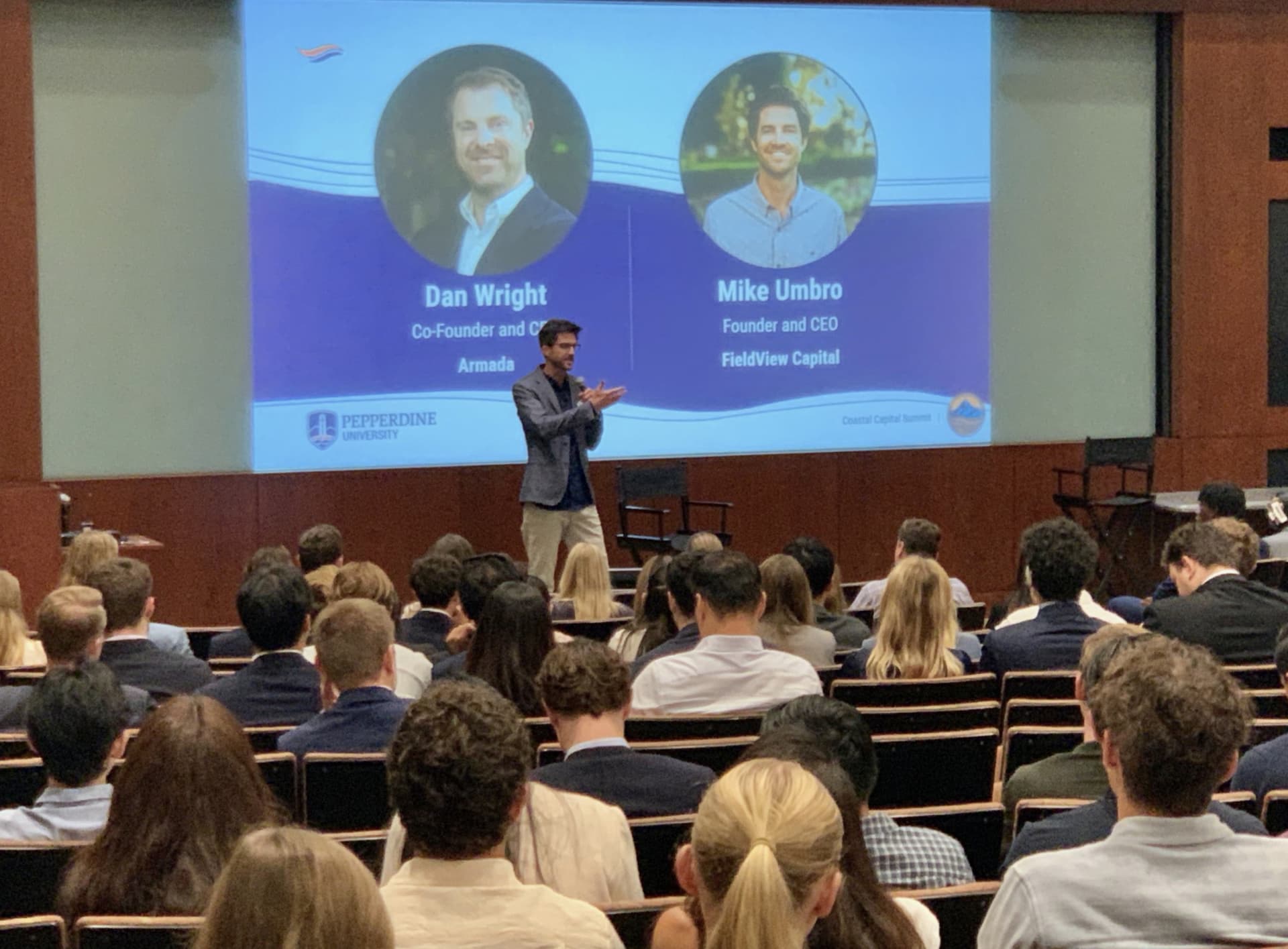 Speaker presenting at the Coastal Capital Summit at Pepperdine University